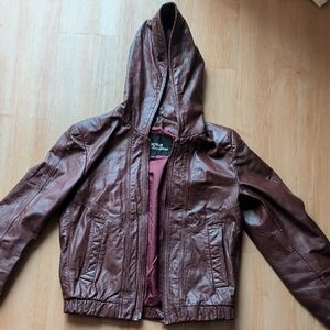 Wilson Brown Leather Jacket with Hood